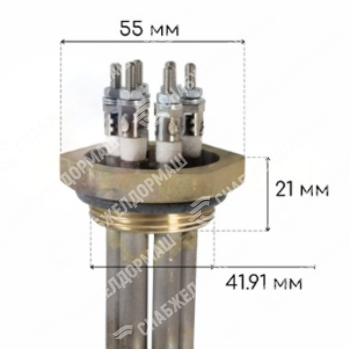 Блок ТЭН 1,2кВт для масла (350мм) G1 1/4" (3*тэн 70 А 8,5/0,4 Z нерж) 220/380В