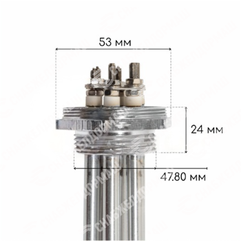 Блок ТЭН-3,0кВт, 380В (300мм.) G1 1/2" нерж/нерж (трубка + колпак) JH